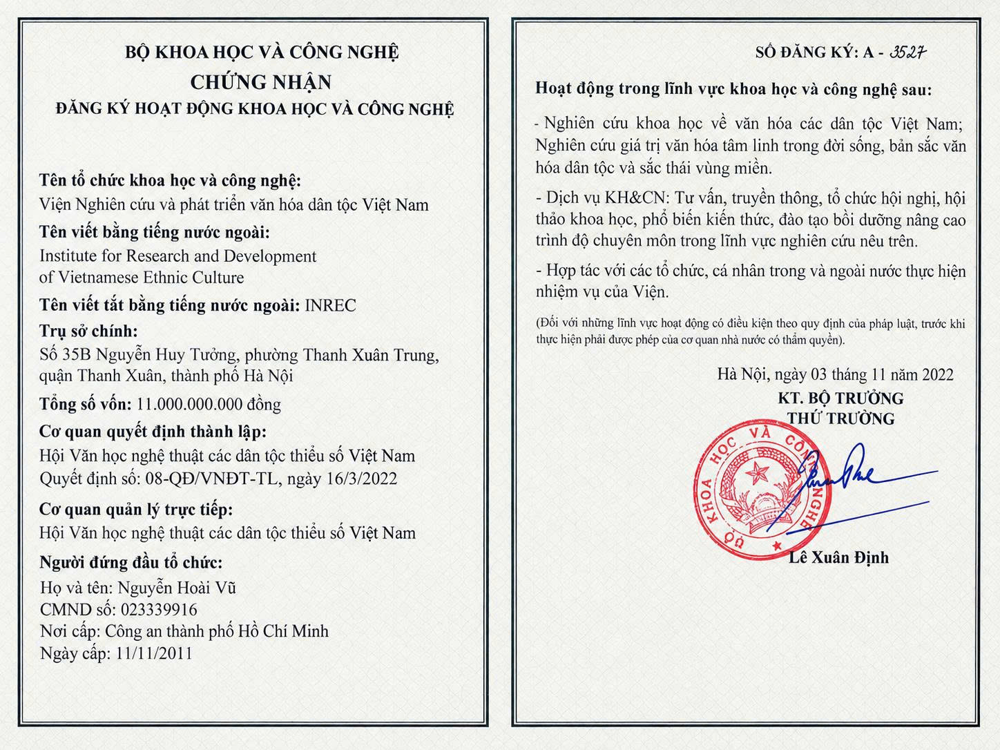 Viện Nghiên cứu C& Phát Triển Văn Hóa Dân Tộc Việt Nam (INREC)